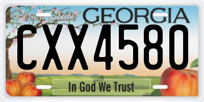 GA license plate CXX4580
