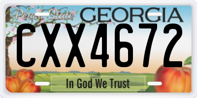 GA license plate CXX4672