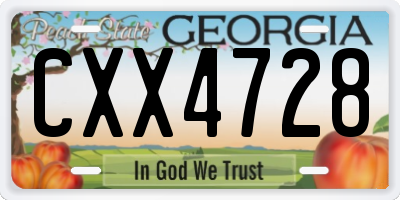 GA license plate CXX4728