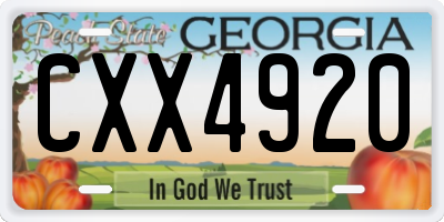 GA license plate CXX4920