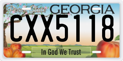 GA license plate CXX5118
