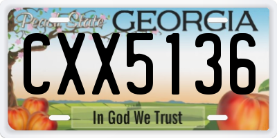 GA license plate CXX5136