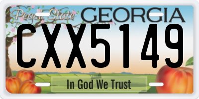 GA license plate CXX5149