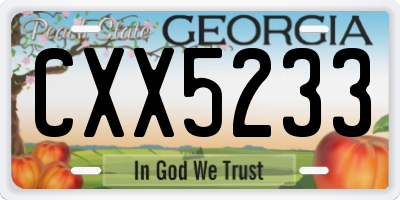 GA license plate CXX5233