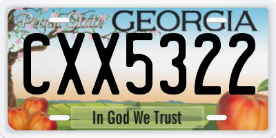 GA license plate CXX5322