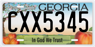 GA license plate CXX5345