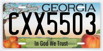 GA license plate CXX5503