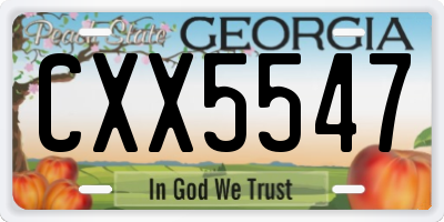 GA license plate CXX5547