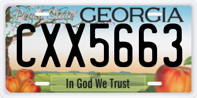 GA license plate CXX5663