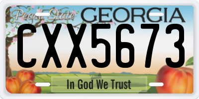 GA license plate CXX5673