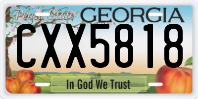 GA license plate CXX5818