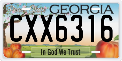 GA license plate CXX6316