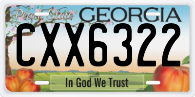 GA license plate CXX6322