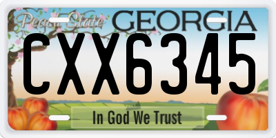 GA license plate CXX6345