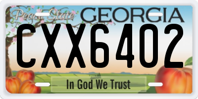 GA license plate CXX6402