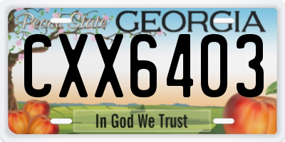 GA license plate CXX6403