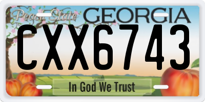 GA license plate CXX6743