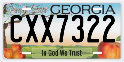 GA license plate CXX7322