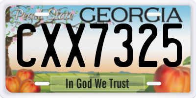 GA license plate CXX7325