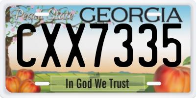 GA license plate CXX7335