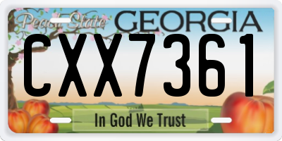 GA license plate CXX7361