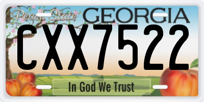 GA license plate CXX7522