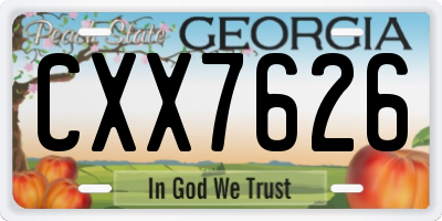 GA license plate CXX7626