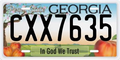 GA license plate CXX7635