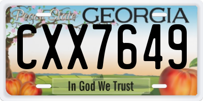 GA license plate CXX7649