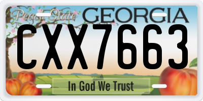 GA license plate CXX7663