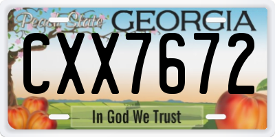 GA license plate CXX7672