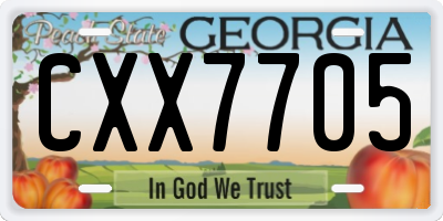 GA license plate CXX7705