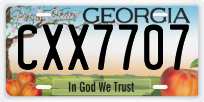 GA license plate CXX7707