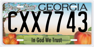 GA license plate CXX7743