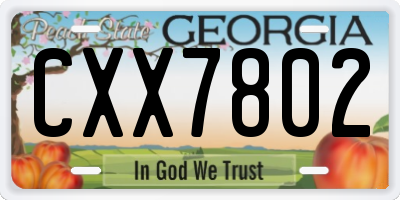 GA license plate CXX7802