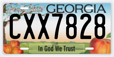 GA license plate CXX7828