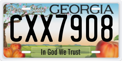 GA license plate CXX7908