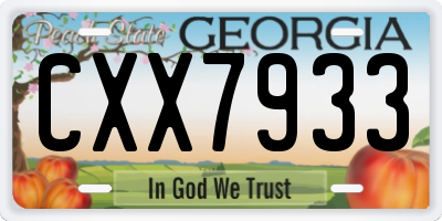 GA license plate CXX7933