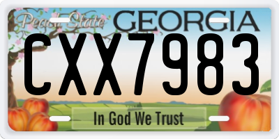 GA license plate CXX7983