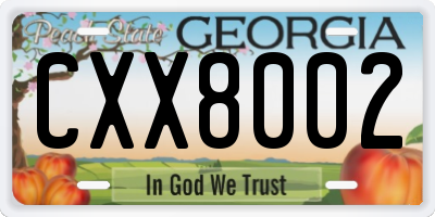 GA license plate CXX8002