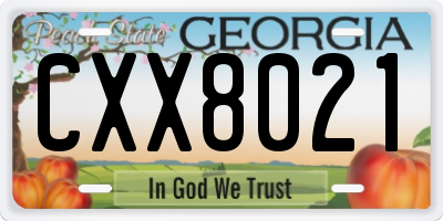 GA license plate CXX8021