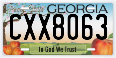 GA license plate CXX8063