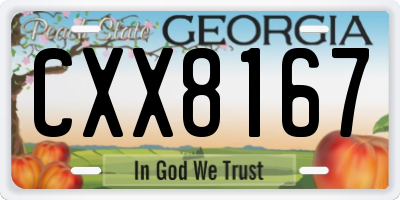 GA license plate CXX8167