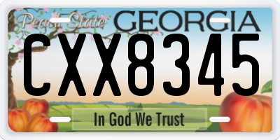 GA license plate CXX8345
