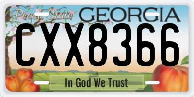 GA license plate CXX8366