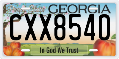 GA license plate CXX8540