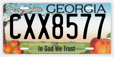 GA license plate CXX8577
