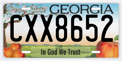 GA license plate CXX8652