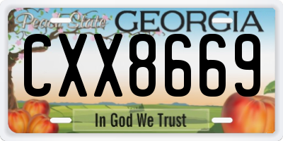 GA license plate CXX8669