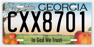 GA license plate CXX8701